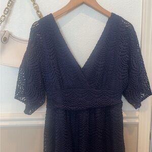 Lilly Pulitzer Navy Crochet Long Sleeve Dress